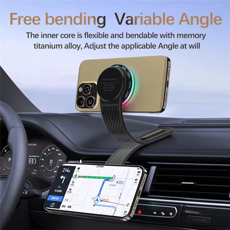 Magnetic Car Wireless Charger Stand Car Phone Holder Mount Dashboard 15W Fast Car Charging for Iphone 15 14 13 12 Pro Max Mini