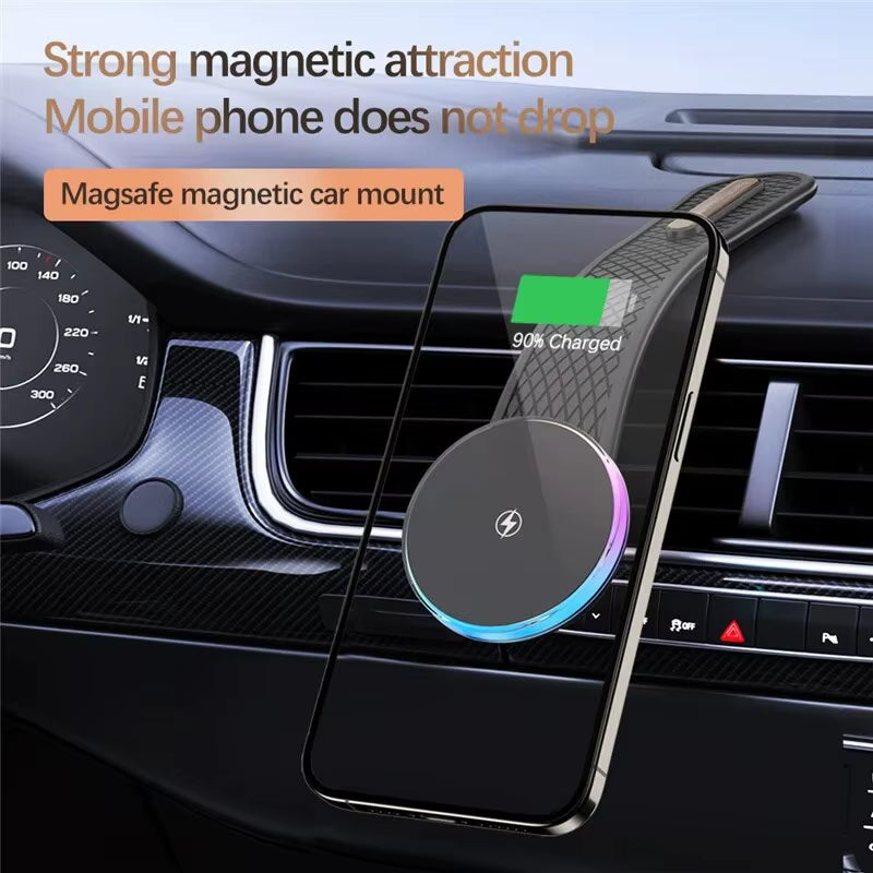 Magnetic Car Wireless Charger Stand Car Phone Holder Mount Dashboard 15W Fast Car Charging for Iphone 15 14 13 12 Pro Max Mini